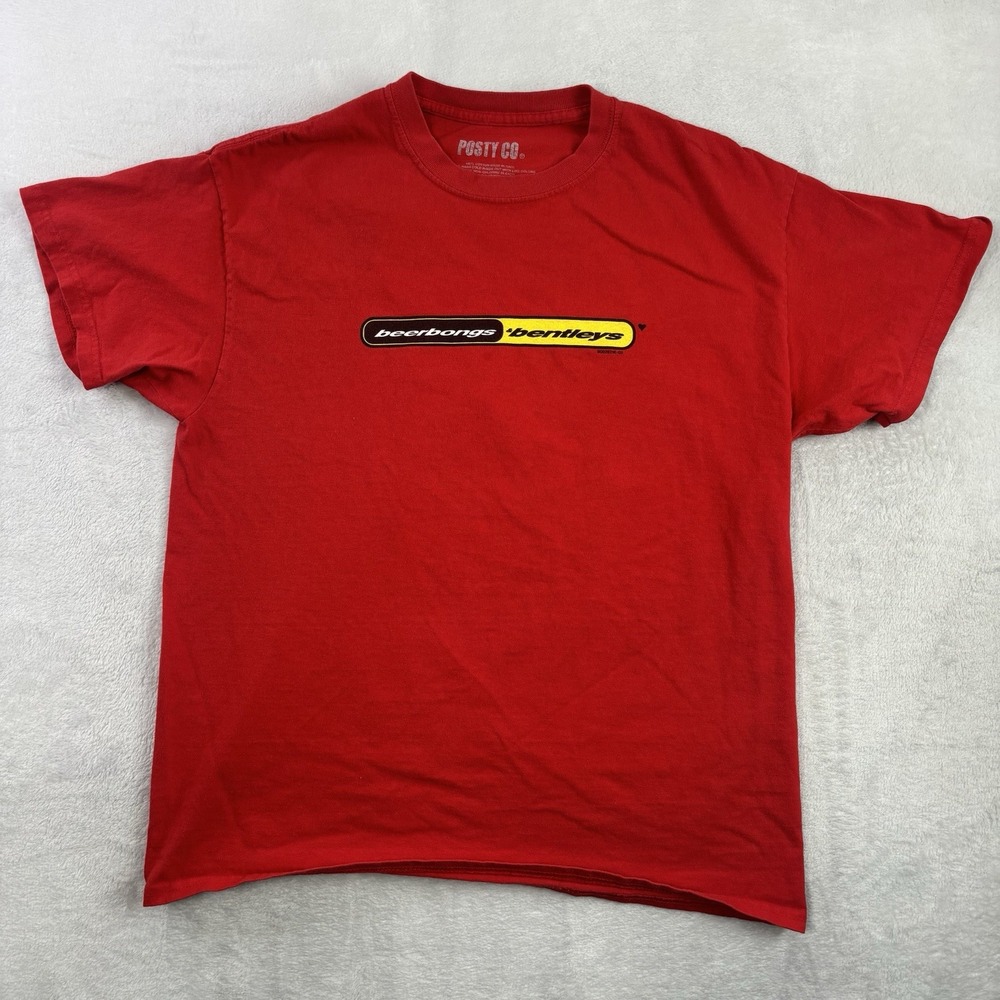Posty Co. Beerbongs & Bentleys Red Short Sleeve Graphic Shirt Men's Large